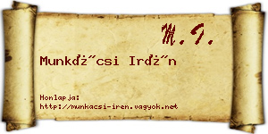 Munkácsi Irén névjegykártya